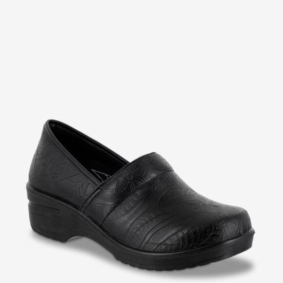 NWT Easy Works by Easy Street Womens Lyndee Black Slip-On Clogs Shoe 8W Wide - Picture 1 of 10